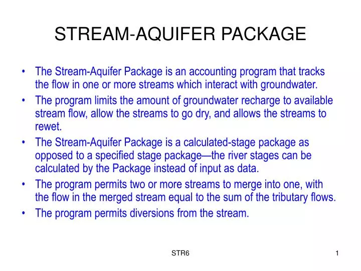 stream aquifer package