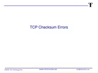 TCP Checksum Errors