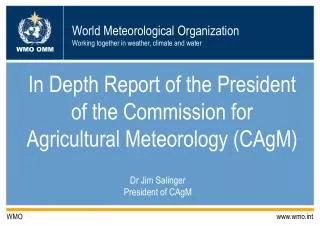 In Depth Report of the President of the Commission for Agricultural Meteorology (CAgM)