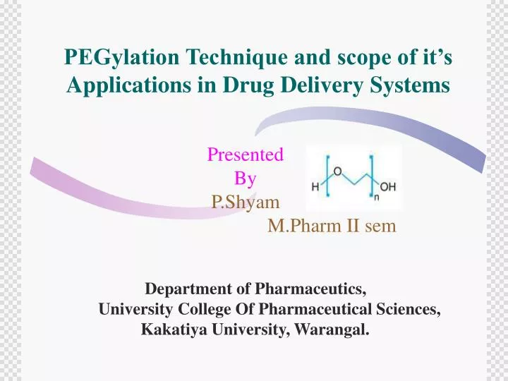 pegylation technique and scope of it s applications in drug delivery systems