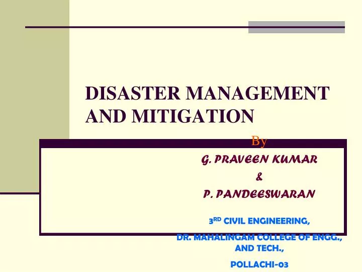 disaster management and mitigation