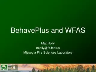 BehavePlus and WFAS