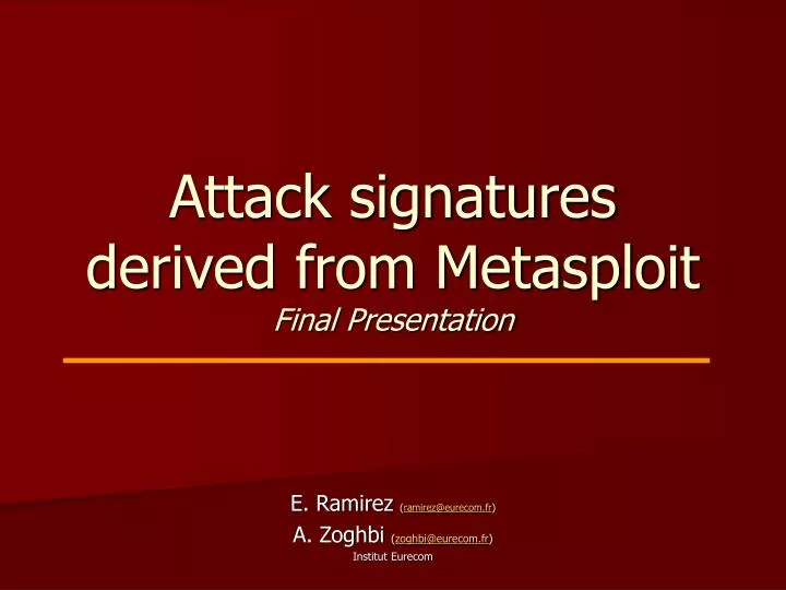 attack signatures derived from metasploit final presentation