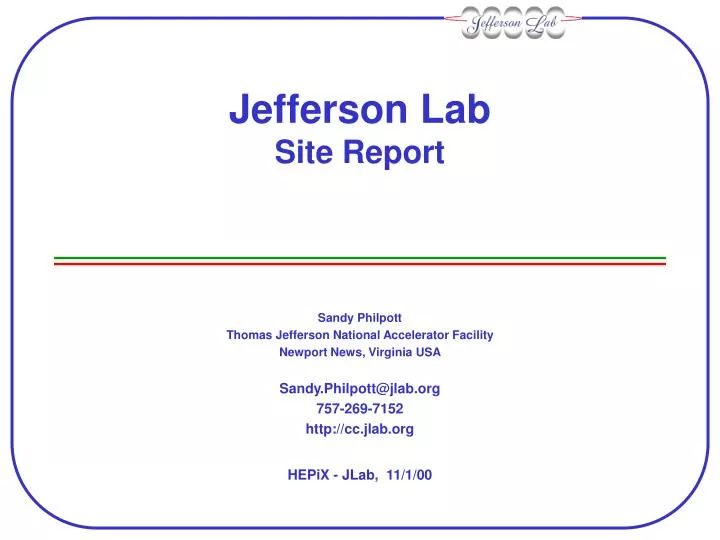 jefferson lab site report
