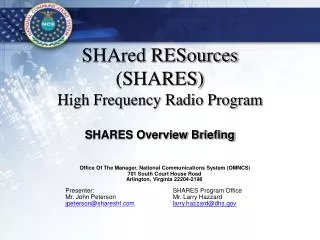 SHAred RESources (SHARES) High Frequency Radio Program
