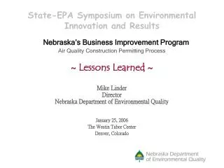 State-EPA Symposium on Environmental Innovation and Results
