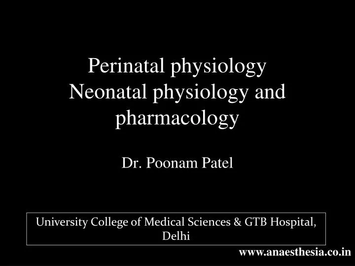 perinatal physiology neonatal physiology and pharmacology