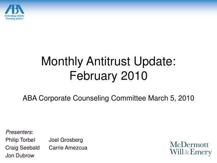 monthly antitrust update february 2010