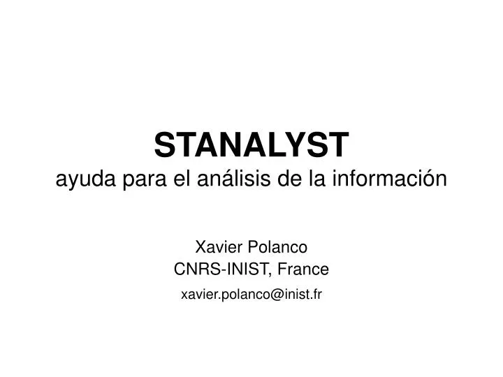 stanalyst ayuda para el an lisis de la informaci n