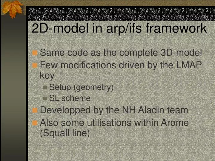 2d model in arp ifs framework