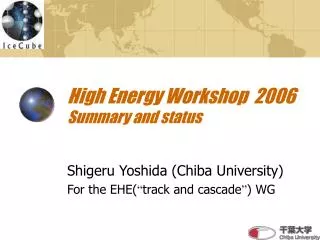 High Energy Workshop 2006 Summary and status