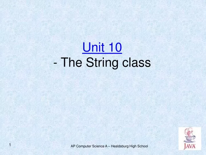 unit 10 the string class