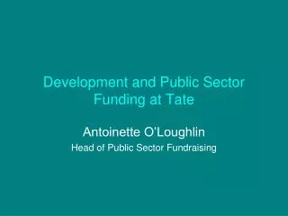 Development and Public Sector Funding at Tate