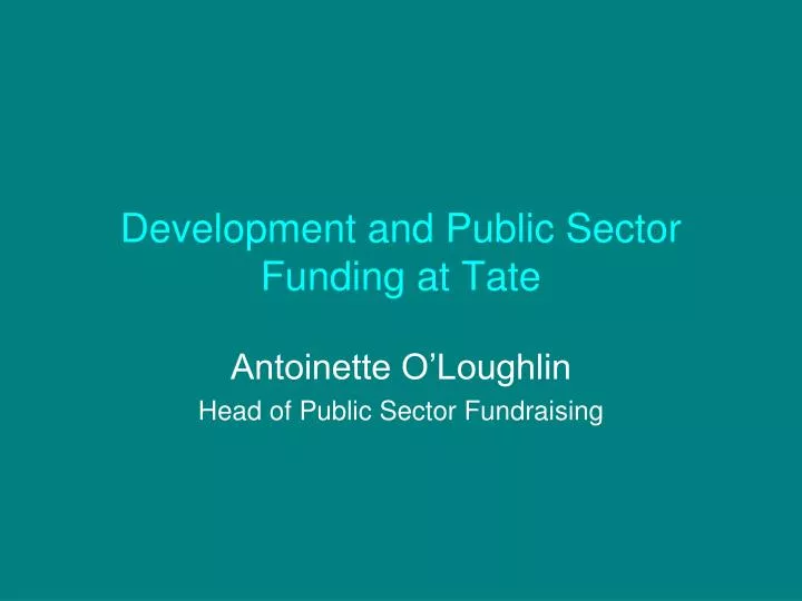 development and public sector funding at tate