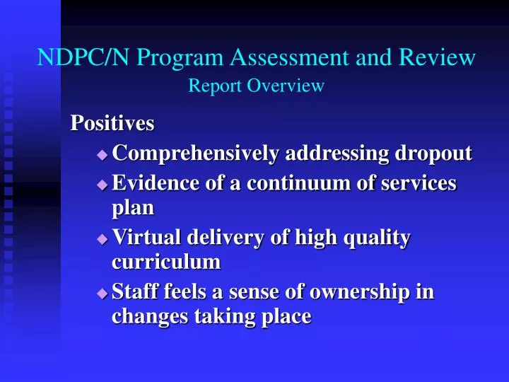 ndpc n program assessment and review report overview