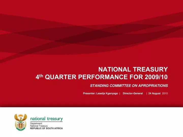 national treasury 4 th quarter performance for 2009 10