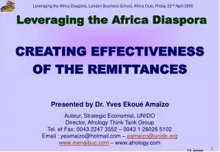 Auteur, Strategic Economist, UNIDO Director, Afrology Think Tank Group