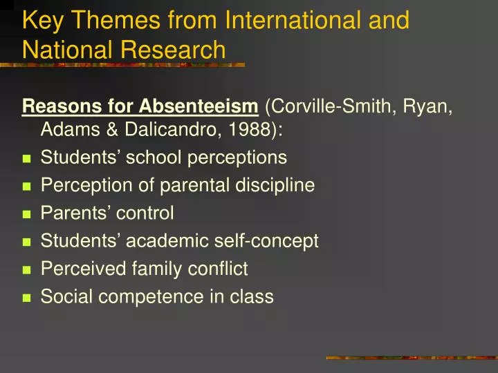 key themes from international and national research