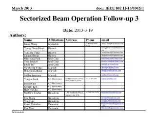Sectorized Beam Operation Follow-up 3