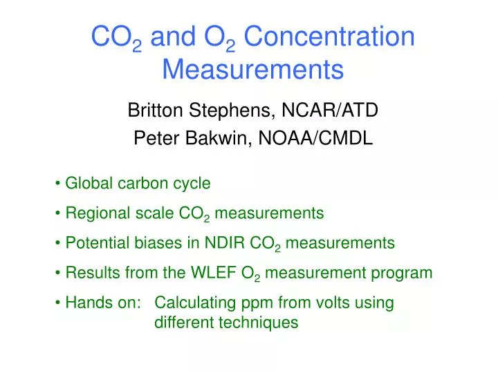 co 2 and o 2 concentration measurements