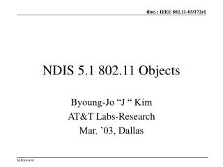 NDIS 5.1 802.11 Objects