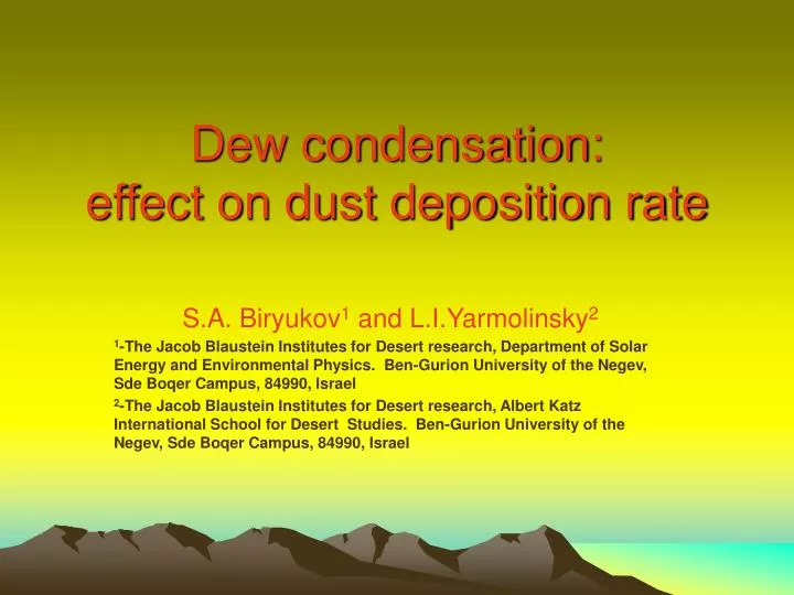 dew condensation effect on dust deposition rate