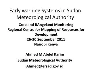 Early warning Systems in Sudan Meteorological Authority