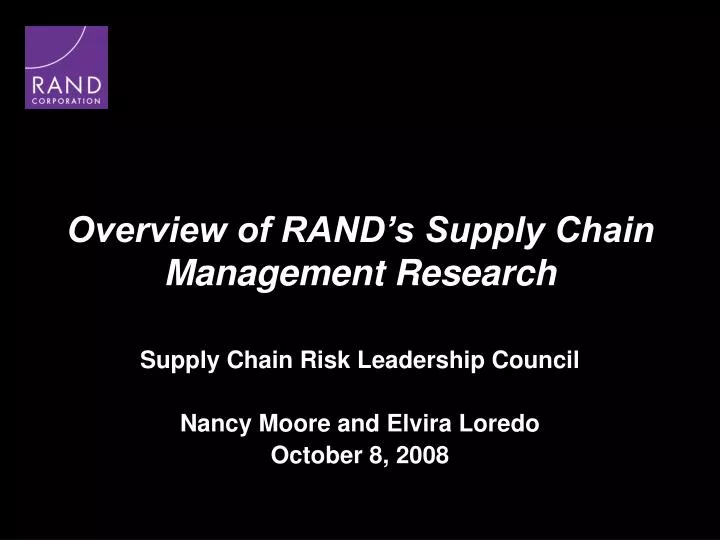 overview of rand s supply chain management research