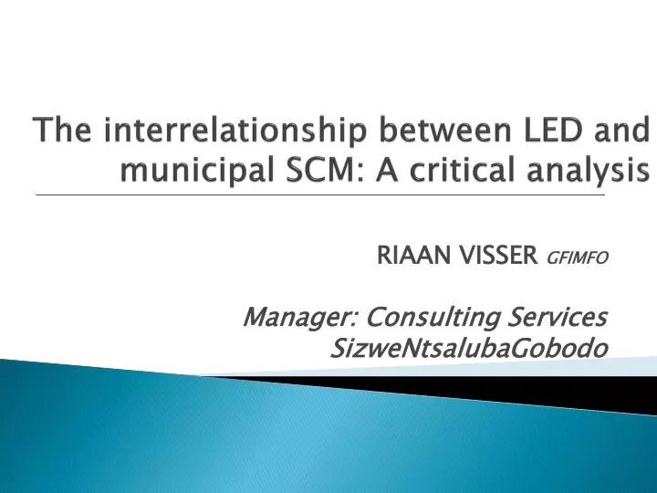 the interrelationship between led and municipal scm a critical analysis