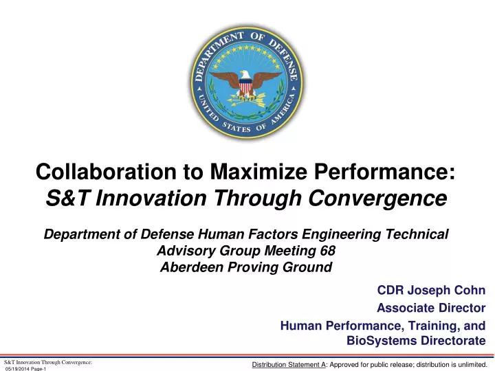 cdr joseph cohn associate director human performance training and biosystems directorate