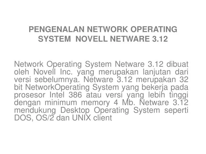pengenalan network operating system novell netware 3 12