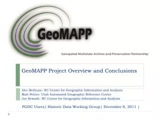 GeoMAPP Project Overview and Conclusions
