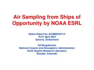 Air Sampling from Ships of Opportunity by NOAA ESRL