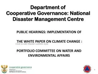 Department of Cooperative Governance: National Disaster Management Centre