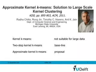 Kernel k-means: not suitable for large data
