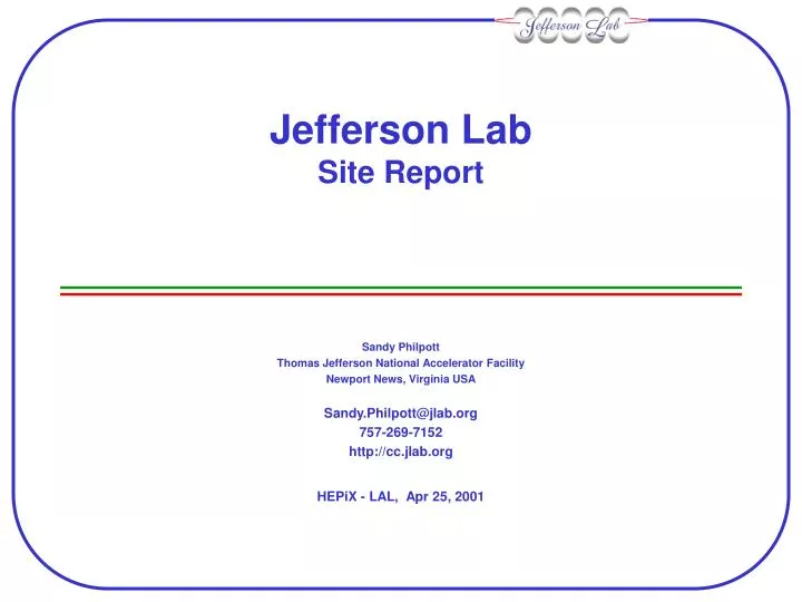 jefferson lab site report