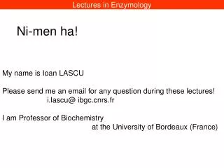 Lectures in Enzymology