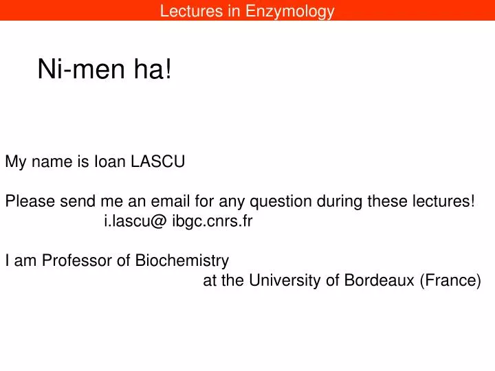 lectures in enzymology