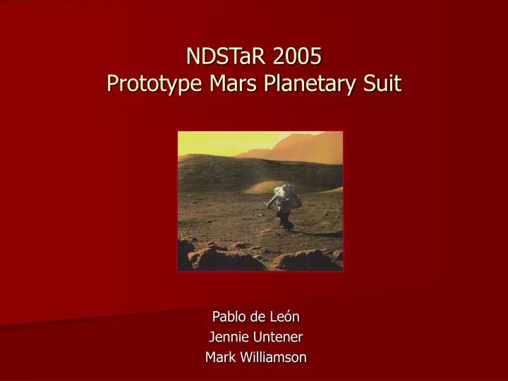 ndstar 2005 prototype mars planetary suit