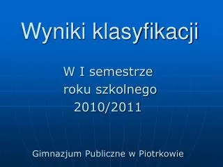 wyniki klasyfikacji