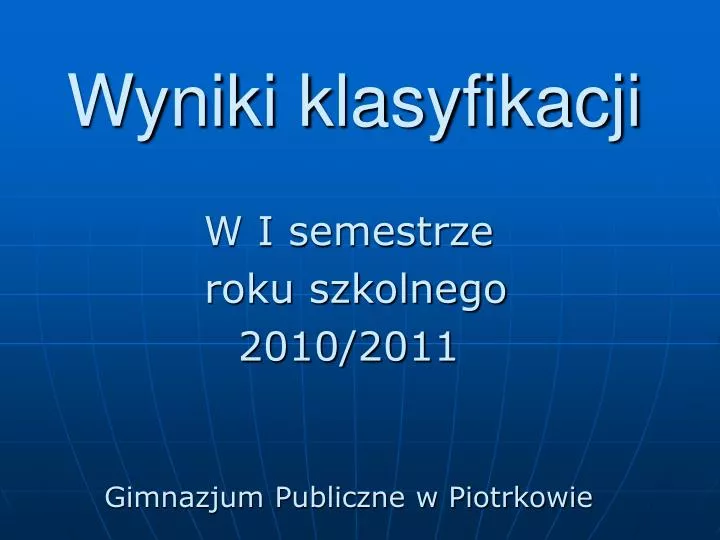 wyniki klasyfikacji