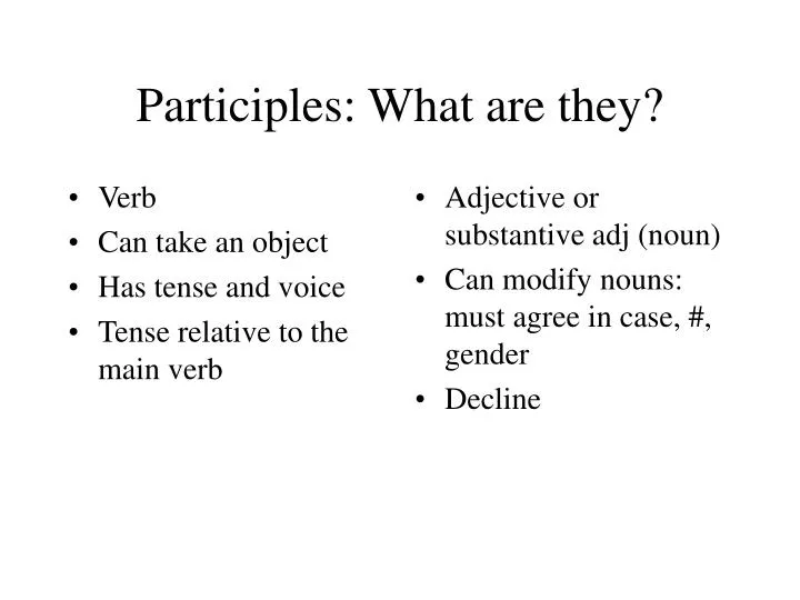 participles what are they