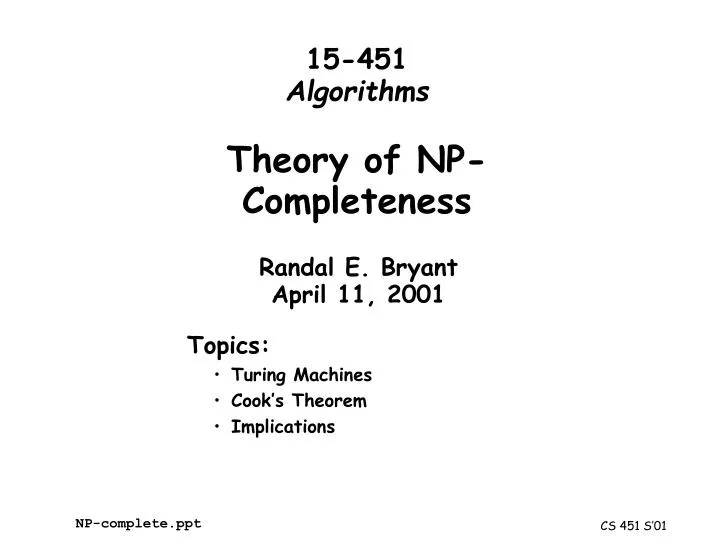 theory of np completeness