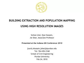 BUILDING EXTRACTION AND POPULATION MAPPING USING HIGH RESOLUTION IMAGES