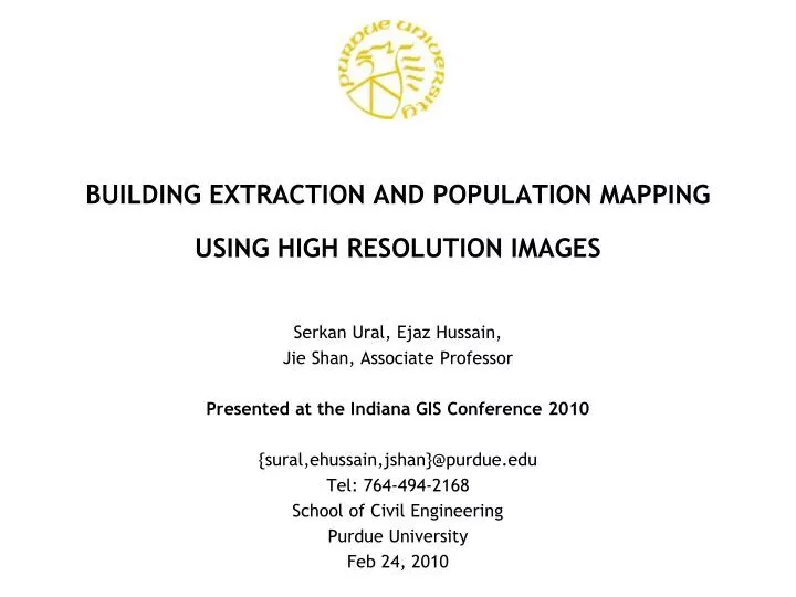 building extraction and population mapping using high resolution images
