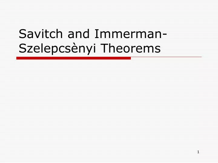 savitch and immerman szelepcs nyi theorems