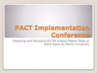 PACT Implementation Conference