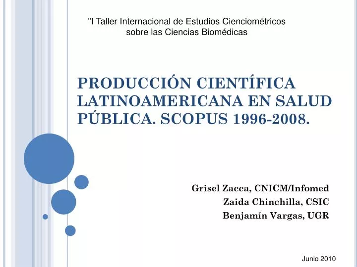 producci n cient fica latinoamericana en salud p blica scopus 1996 2008