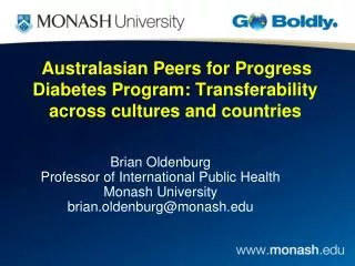 Australasian Peers for Progress Diabetes Program: Transferability across cultures and countries