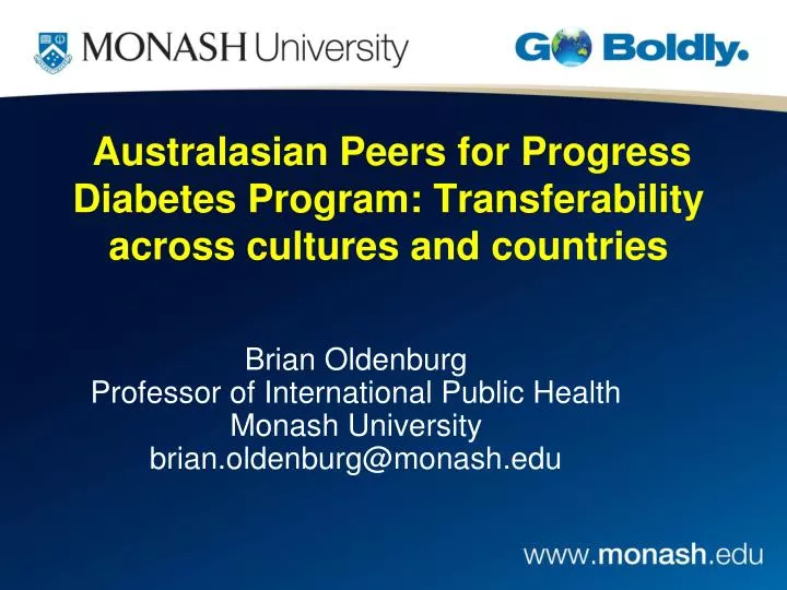 australasian peers for progress diabetes program transferability across cultures and countries